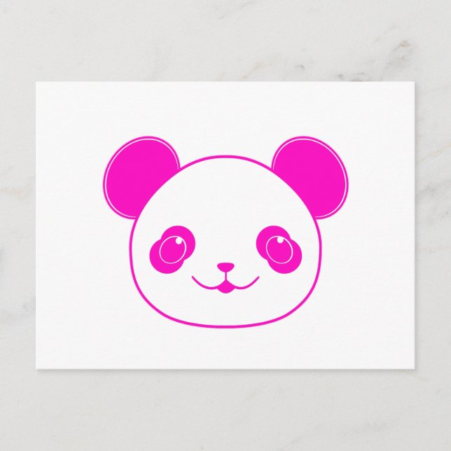 Carte Postale Ours panda kawaii rose (Devant)