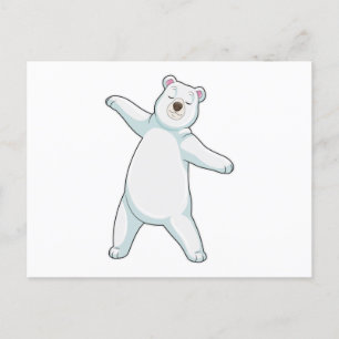 Carte Postale Ours polaire au Yoga Fitness à debout