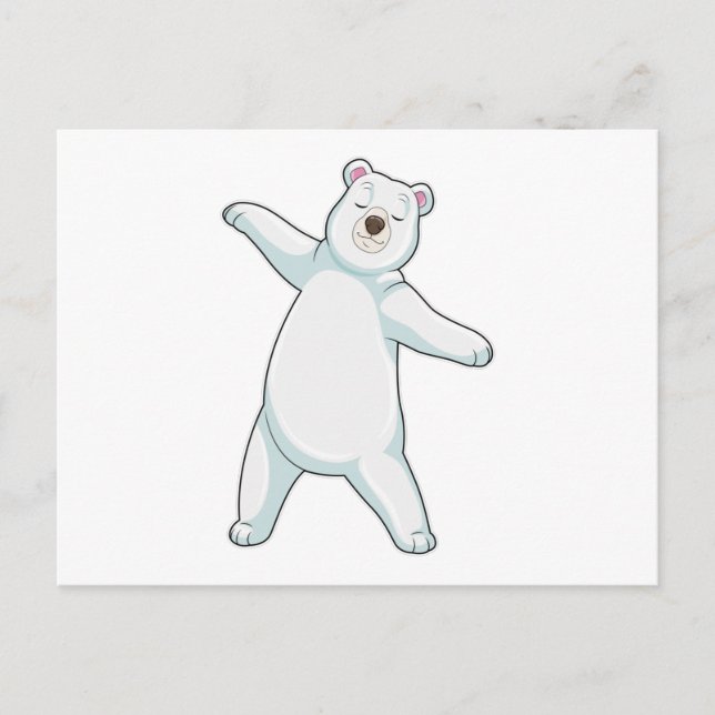 Carte Postale Ours polaire au Yoga Fitness à debout (Devant)