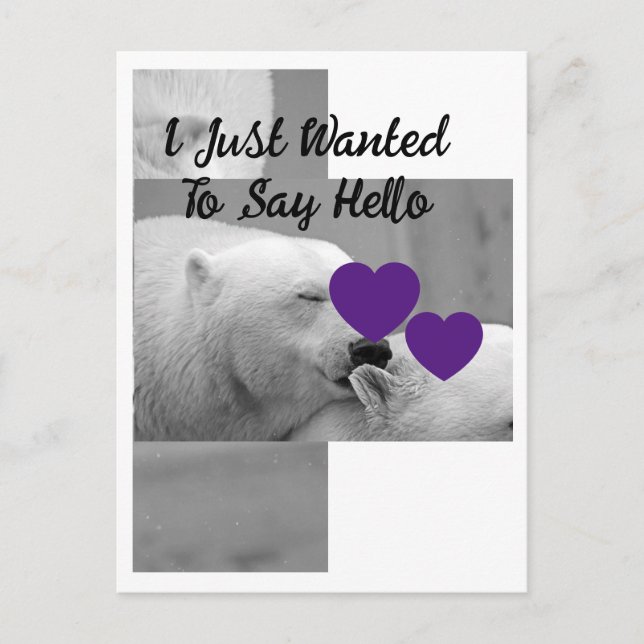 Carte Postale Ours polaire d'amour pourpre (Devant)