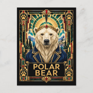Carte Postale Ours polaire, faune Art déco