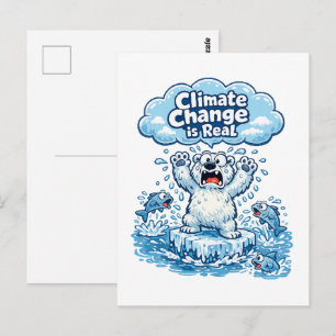 Carte Postale Ours Polaire Kawaii Le Changement Climatique Est R