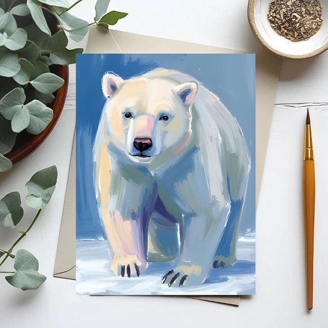 Carte Postale Ours Polaire | Peinture de Bel Animal (Créateur téléchargé)