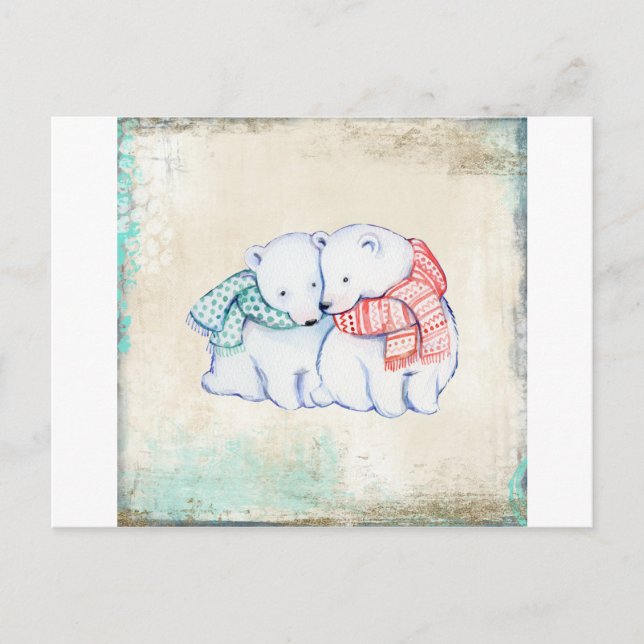 Carte Postale Ours polaires Couple (Devant)