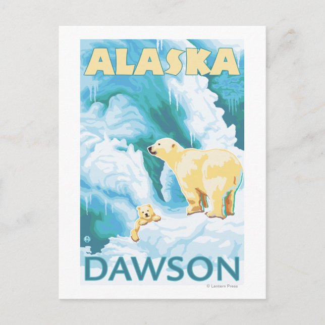 Carte Postale Ours polaires & Cub - Dawson, Alaska (Devant)