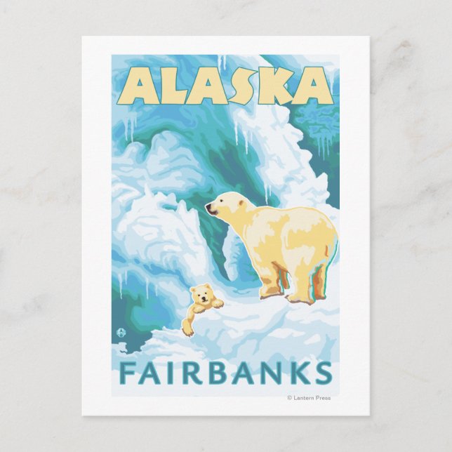 Carte Postale Ours Polaires & Cub - Fairbanks, Alaska (Devant)