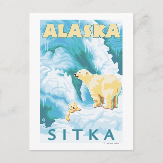 Carte Postale Ours polaires & Cub - Sitka, Alaska (Devant)