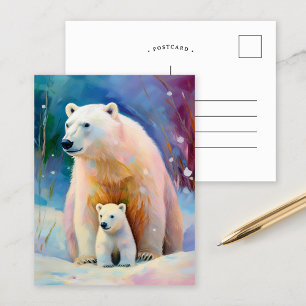 Carte Postale Ours polaires d'hiver modernes Art
