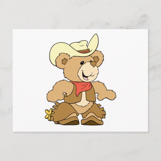 Carte Postale Ours rancher cow-boy mignon (Devant)