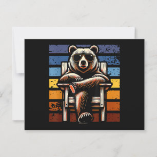Carte Postale Ours rétro cool en lunettes de soleil les années 7