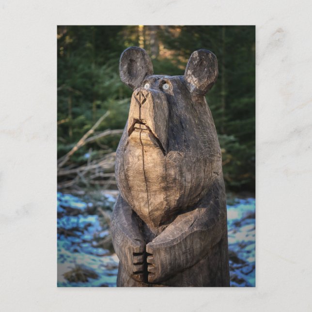Carte postale ours sculpté en bois (Devant)