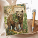 Carte Postale Ours Vintage Forêt Rustique Nature Faune<br><div class="desc">Cette carte postale présente un ours d'aquarelle détaillé entouré d'une végétation luxuriante, de papiers vintages et d'éléments boisés rustiques. Parfait pour les amoureux de la nature, les amoureux de la nature ou les créateurs de revues de junk, ce design saisit le charme de la vie forestière avec une touche chaleureuse...</div>