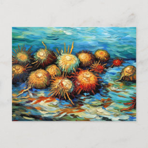 Carte Postale Oursins dans une peinture à l'huile expressive de