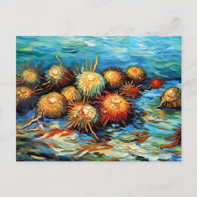 Carte Postale Oursins dans une peinture à l'huile expressive de  (Devant)