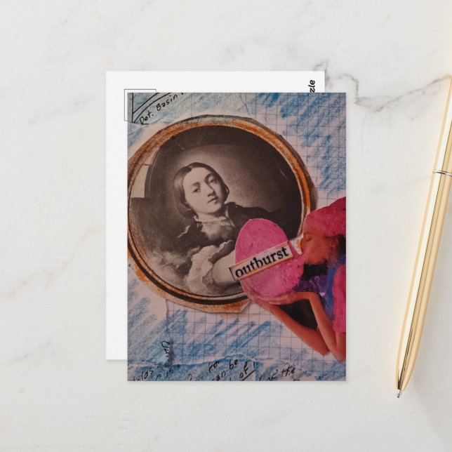 Carte Postale Outburst Messy Mixed Media Collage (Devant/Arrière en situation)