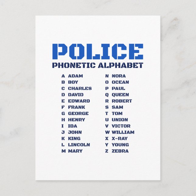 Carte Postale Outil de communication de la police - Alphabet de  (Devant)