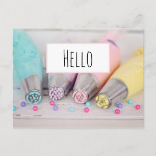 Carte Postale Outils de décoration de gâteaux pastel Hello