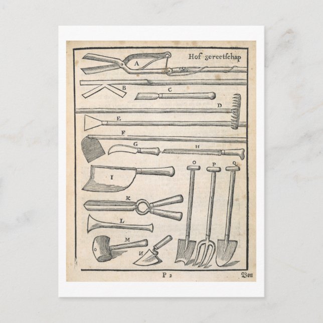 Carte Postale Outils de jardin, de "The Dutch Gardener" de Johan (Devant)