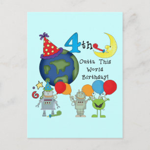 Carte Postale Outta This World 4th Birthday Tshirts et cadeaux