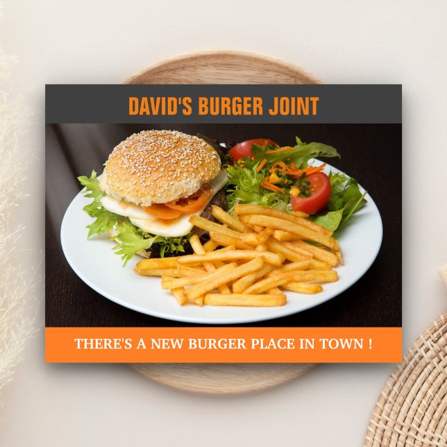Carte Postale Ouverture de Burger Joint | Maintenant Ouvert | Co (Créateur téléchargé)