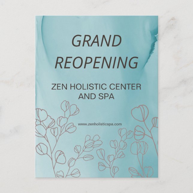 Carte Postale Ouverture d'un Salon de Spa d'Affaires Eucalyptus  (Devant)