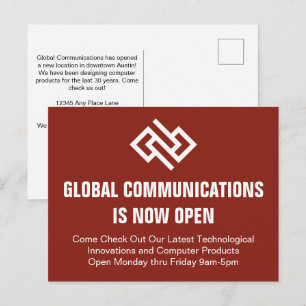 Carte Postale Ouverture Grande Entreprise Rouge Entreprise Publi