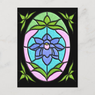 Carte Postale OVAL DE FLEURS DE VERRE STAINÉ par SHARON SHARPE