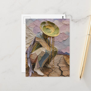 Carte Postale OVNI feuillu vient la chercher, média mixte amélio