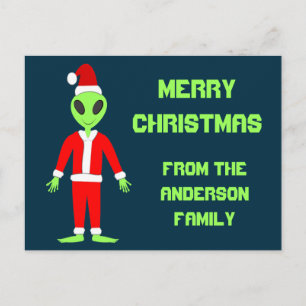 Carte Postale OVNI Ho Père Noël alien Personnalisé