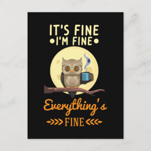 Carte Postale Owl Coffee Morning Crazy Bird