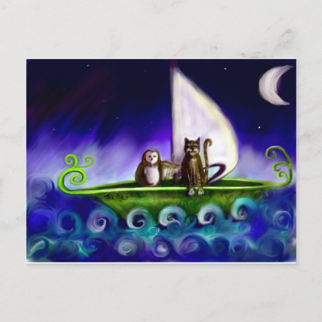 Carte Postale owl et l'illustration vibrante moderne pussycat (Devant)