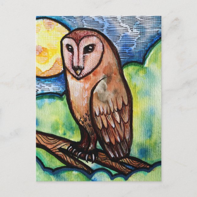 Carte Postale Owl Golden Moon                                    (Devant)