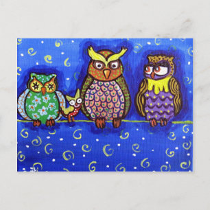 Carte Postale Owl Regroupez Fun Folk Art