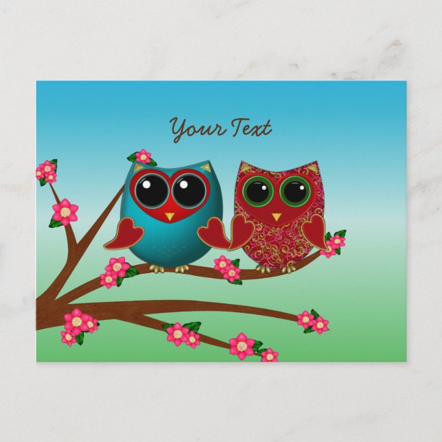 Carte Postale Owl vous aime PostCard (Devant)