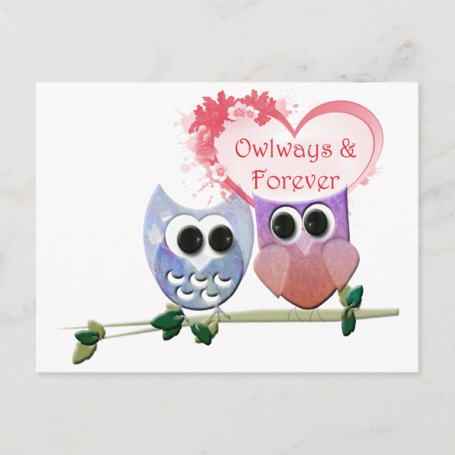 Carte Postale Owlways and Forever, Cute Owls (Devant)