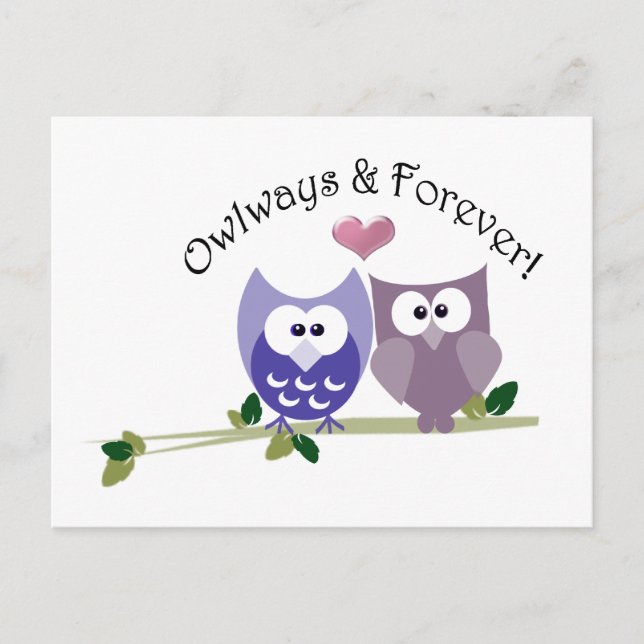 Carte Postale Owlways and Forever ! Design de la chouette (Devant)
