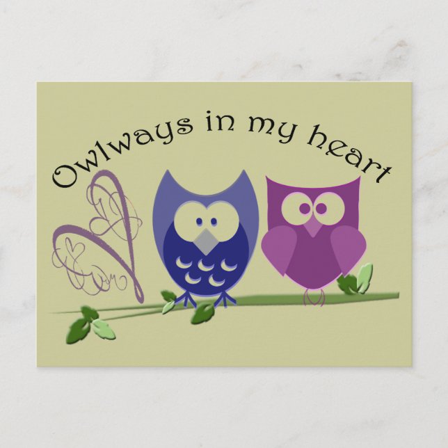 Carte Postale Owways in my heart, cute Owl Gifts (Devant)