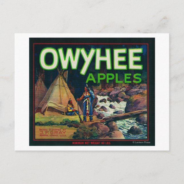 Carte Postale Owyhee Apple Crate LabelNampa, ID (Devant)