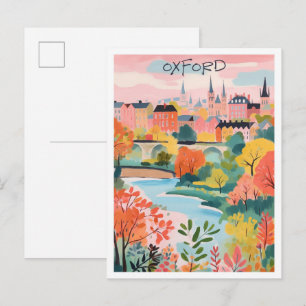 Carte Postale Oxford Angleterre Art de Voyage Vintage