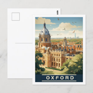 Carte Postale Oxford Angleterre Royaume-Uni Vintage célèbre Trav