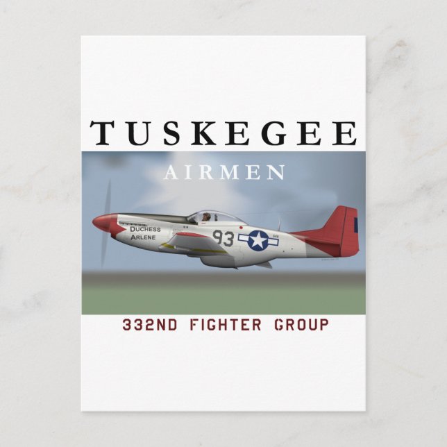 Carte Postale P51D Red Tail chasseur piloté par Tuskegee Airmen (Devant)