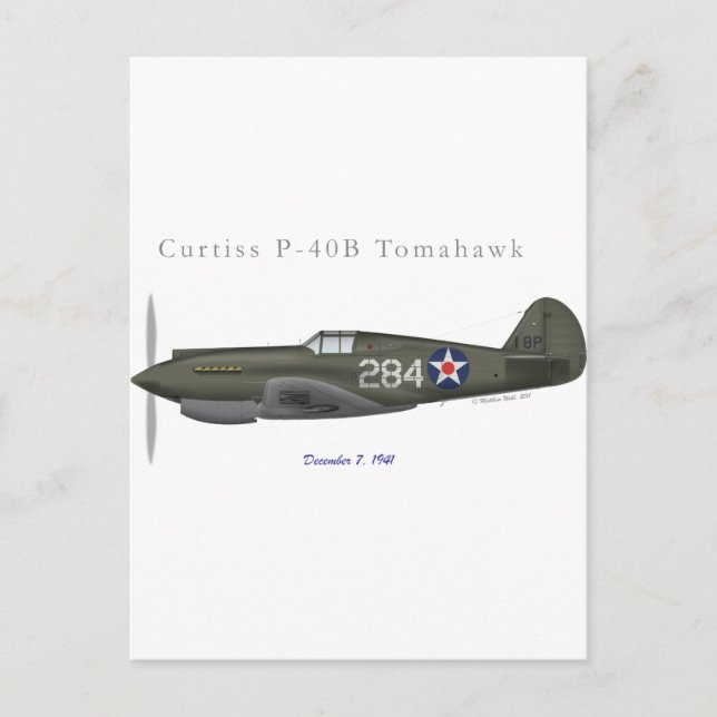 Carte Postale P-40B Défense de Pearl Harbour (Devant)