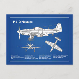 Carte Postale P-51D Mustang - Plan d'avion ABD