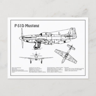 Carte Postale P-51D Mustang - Plan d'avion BD
