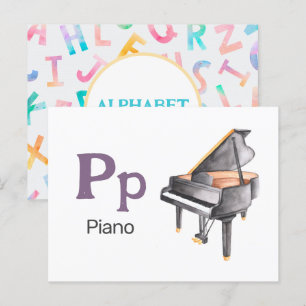 Carte Postale P est pour Piano - Alphabet Flash Card