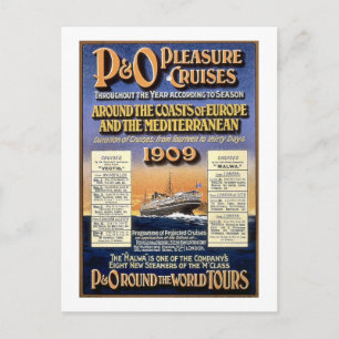 Carte Postale P&O Plaisirs Croisières - Poster Vintage voyage