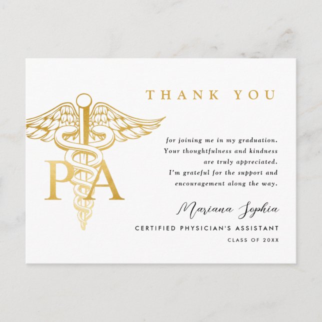 Carte Postale PA Caduceus Graduation Merci (Devant)