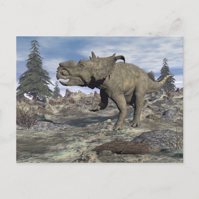 Carte Postale Pachyrhinosaurus dinosaure marche - rendu 3D (Devant)