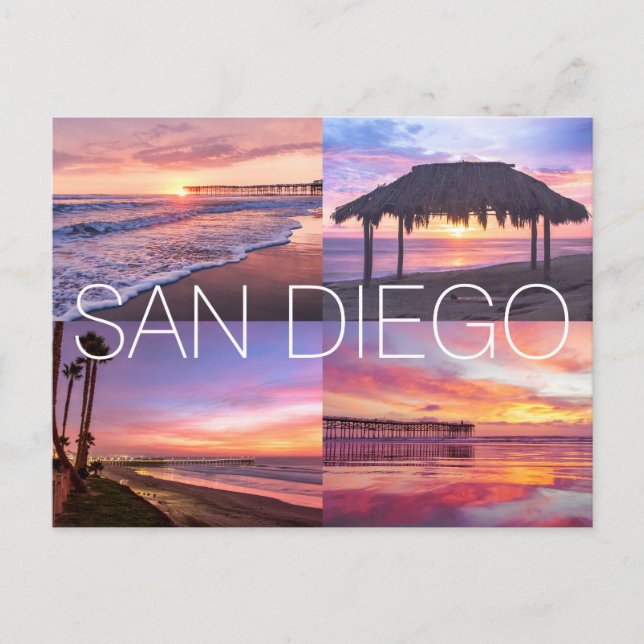 Carte Postale Pacific Beach Wansea Ocean Sunset San Diego (Devant)
