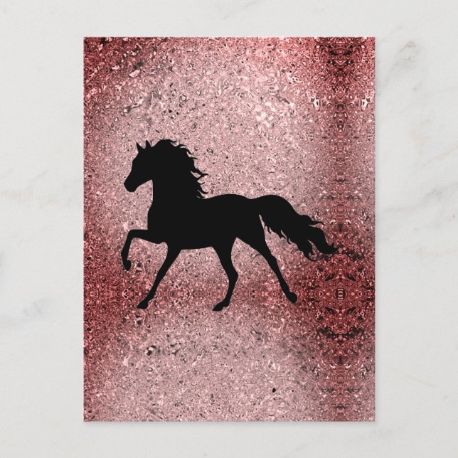 Carte Postale Padfolio Cheval Or Rose brillant (Devant)